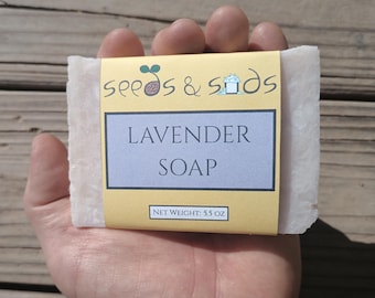 Lavender-scented Handmade Soap Bar | made with 100% coconut oil | gentle and moisturizing | handcrafted | palm oil free | vegan