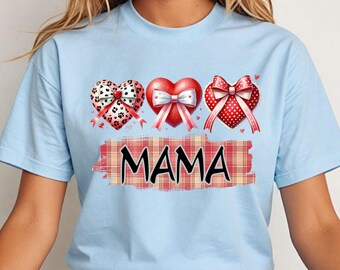 Retro Mama Valentine PNG: Hearts & Plaid Sublimation Design (Digital Download)