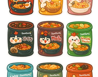 Hoja de pegatinas imprimibles de ramen