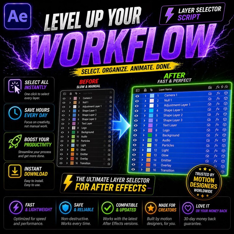 After Effects Layer Selector Script Fast Workflow Tool for Motion ...
