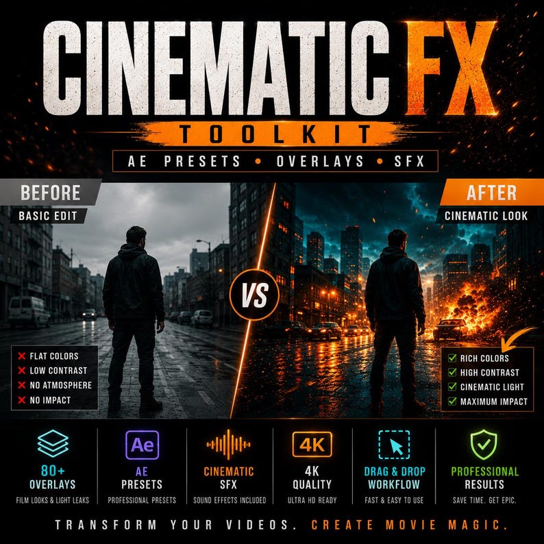 Cinematic FX Toolkit After Effects Presets Overlays SFX for Video ...