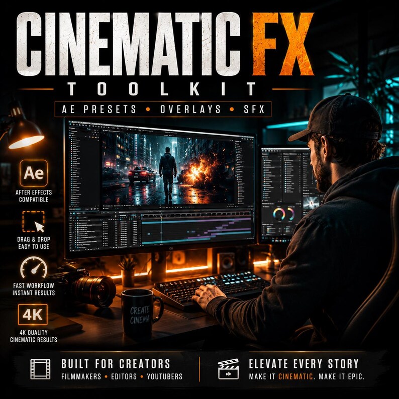 Computer Editing Fx Cinematic FX Toolkit After Effects Presets Overlays SFX for Video ...