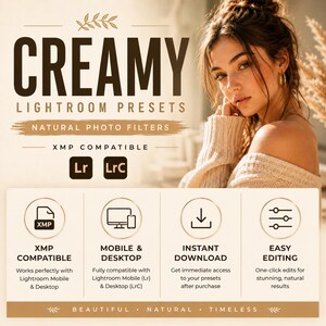 Paquete de preajustes cremosos para Lightroom, filtros fotográficos naturales XMP, edición para Instagram imagen 6