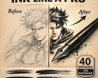 Photoshop Inking Brushes Set: 40 Comic Pinsel (Digitaler Download)