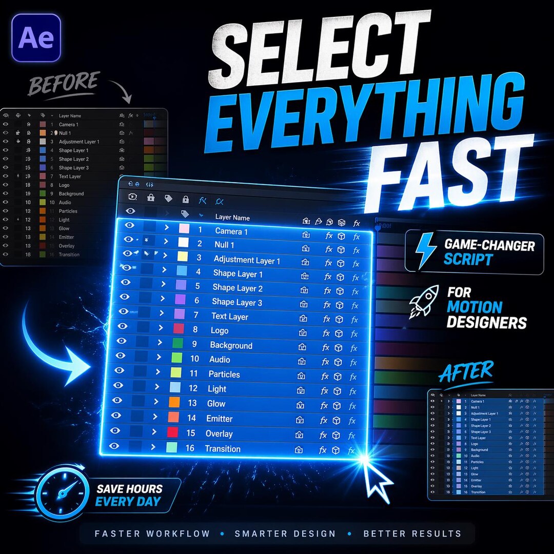 After Effects Layer Selector Script Fast Workflow Tool for Motion ...