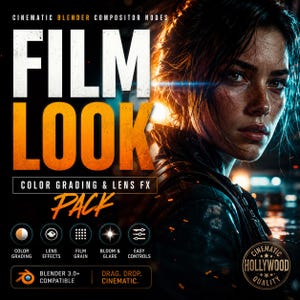 Cinematic Blender Compositor Nodes Filmlook Kleurgradatie Lens FX Pack