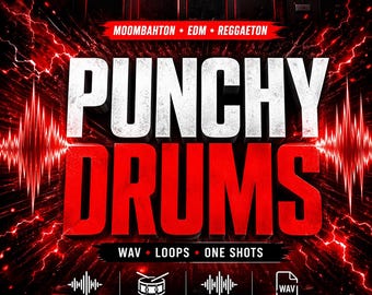 Paquete de batería Moombahton pesado WAV Loops de reggaeton EDM contundentes One Shots