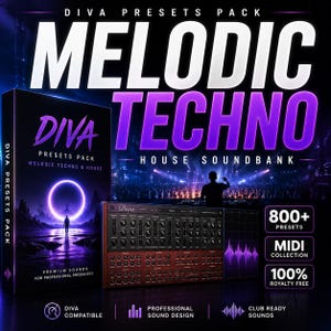 Paquete de presets Diva, banco de sonidos de techno house melódico, 800 sonidos, kit MIDI