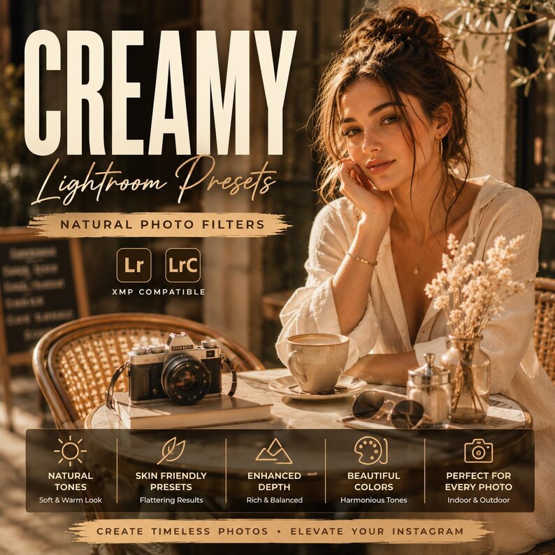 Paquete de preajustes cremosos para Lightroom, filtros fotográficos naturales XMP, edición para Instagram imagen 8