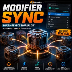 Addon Blender Modifier Sync: strumento di automazione del flusso di lavoro multi-oggetto per la modellazione 3D rapida.