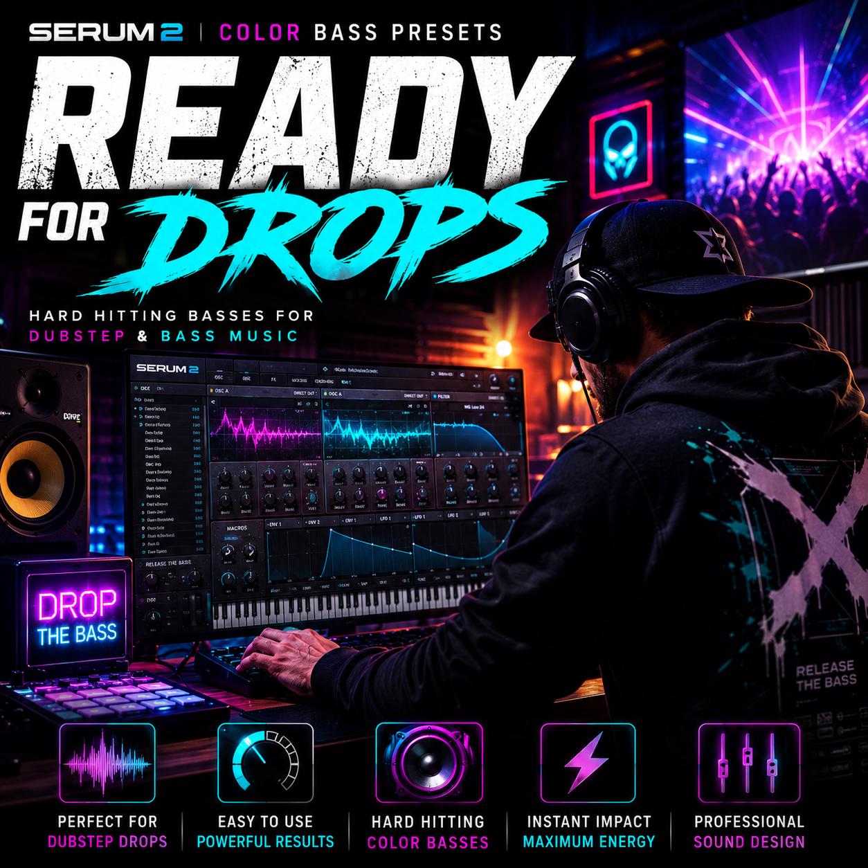 Dubstep Colorful Serum 2 Color Bass Presets Dubstep Drops Pack Hard Hitting Bass Sounds ...