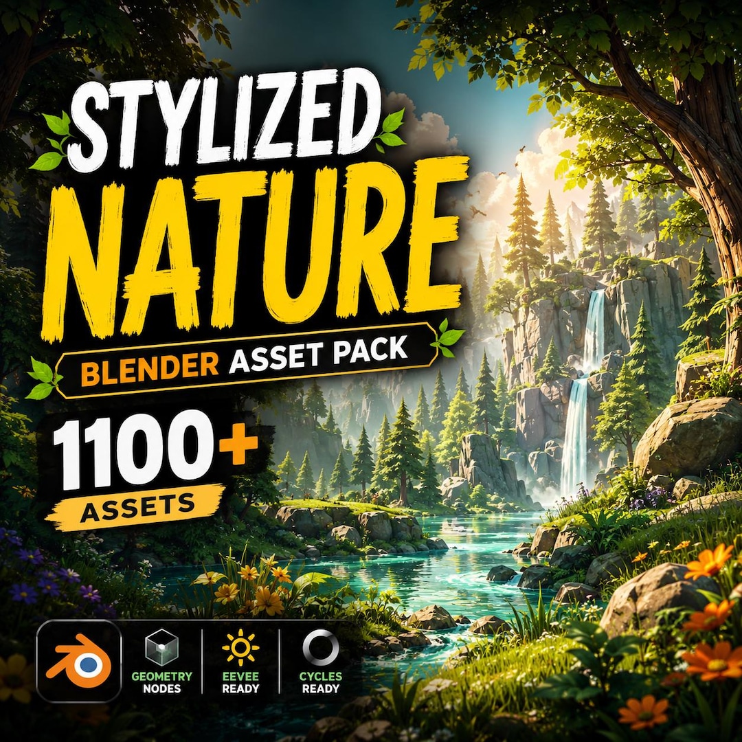 Stylized Nature Assets Blender Pack Geometry Nodes Environment Models ...