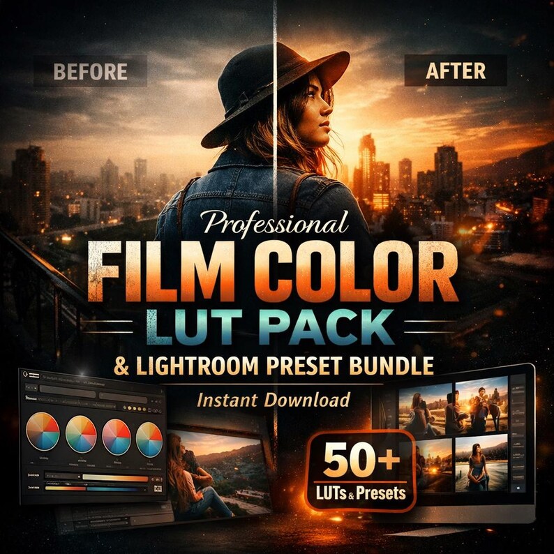 Professional Film Color LUT Pack & Lightroom Preset Bundle - Etsy
