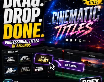 Paquete de títulos de DaVinci Resolve DRFX: ajustes preestablecidos de texto para arrastrar y soltar (edición de vídeo)
