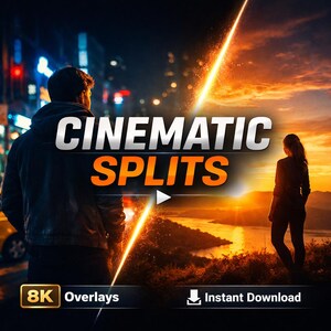 Paquete de imágenes PNG de pantalla dividida cinematográfica 8K / Superposiciones para edición de vídeo (Premiere Pro, DaVinci)