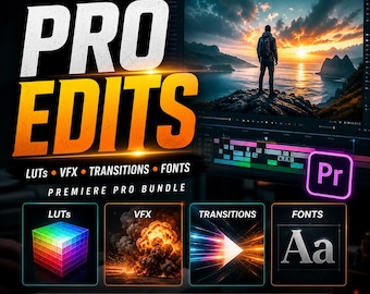 Video Editing Mega Pack LUTs VFX Transitions Fonts Premiere Pro Bundle