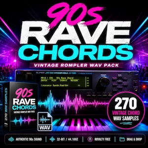 90s Rave Chord WAV Pack – 270 Vintage Rompler Synth Samples for EDM & Techno