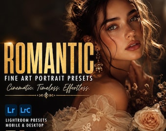 Ajustes preestablecidos de retratos de bellas artes, filtros románticos de Lightroom, edición fotográfica cinematográfica
