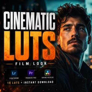 Cinematic Film LUTs Lightroom Presets Bundle for Moody Video Color Grading