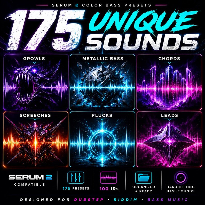 Dubstep Colorful Serum 2 Color Bass Presets Dubstep Drops Pack Hard Hitting Bass Sounds ...