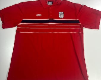 Mens 2xl pique polyester cotton red  Umbro England Polo shirt from 2002 / 2004