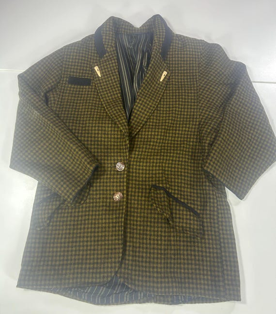 Lodenfrey, Vintage Lodenfrey Pure Wool Jacket – Black Olive Check, Size 36