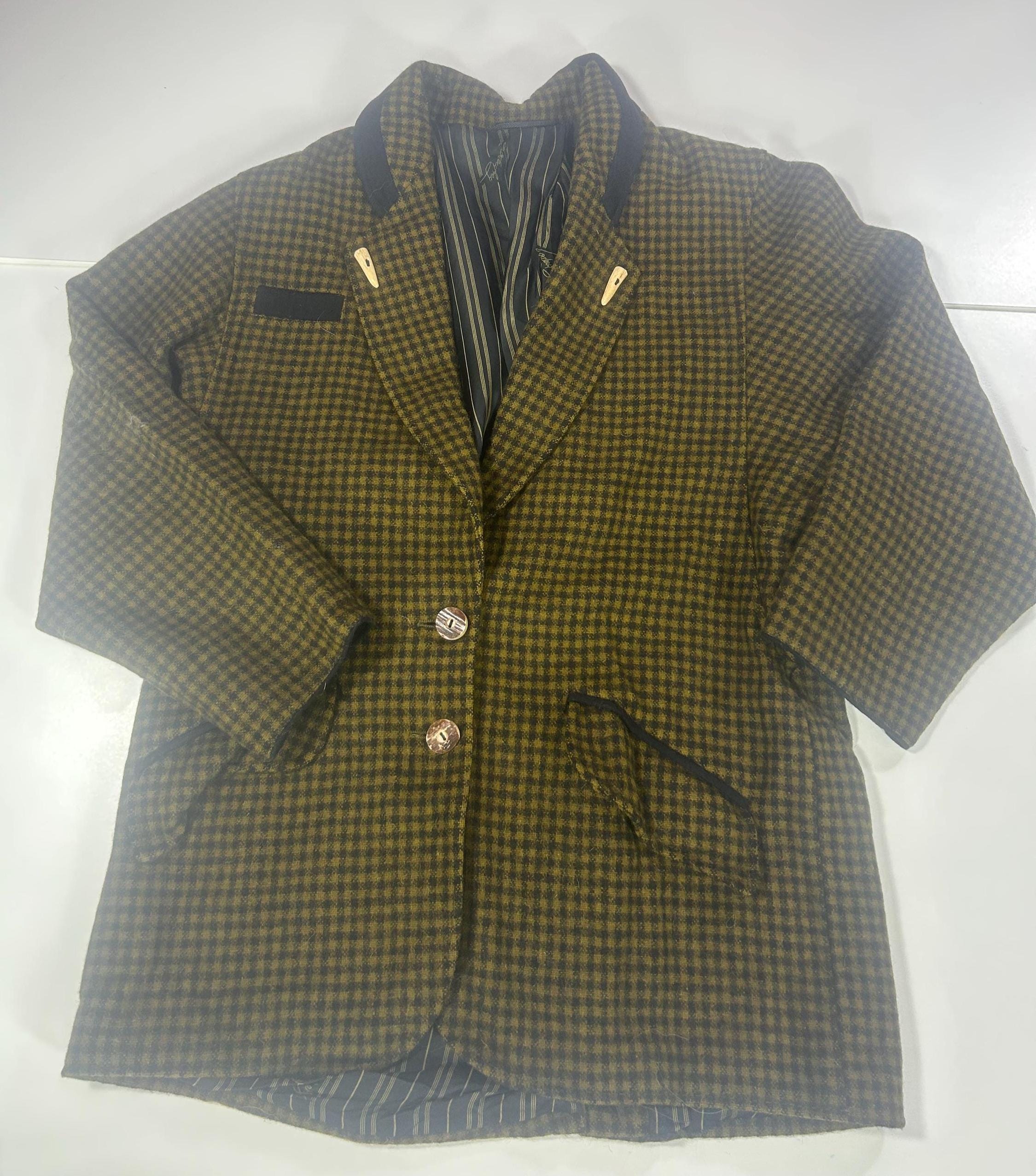 Lodenfrey, Vintage Lodenfrey Pure Wool Jacket – Black Olive Check, Size 36