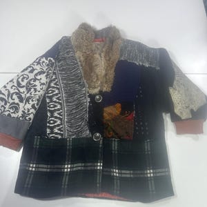 Chaqueta vintage de lana y piel Vera Pelliccia Maurizio Sgarbi, talla aproximada grande para mujer (Reino Unido 14/16), totalmente forrada.