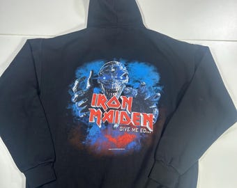 Moletom preto com capuz Iron Maiden Give Me Ed Til I'm Dead Tour 2003, tamanho grande masculino.