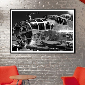 B-25 WW2 Airplane Digital Art Print File, Military Aircraft Printable Art Picture Poster, Up to 55x55 Inches