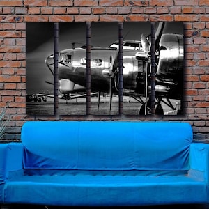 Airplane Wall Art - Large B-17 Flying Fortress Aircraft Wall Art on Canvas - WW2 Aviation Prints, Engine Propellers Larg by AirBrothers