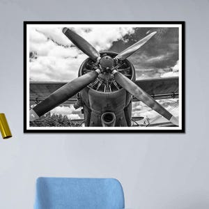 Vintage Airplane Propeller Digital Art Print File, Old  Rusty Aircraft Printable Art Picture Poster, Up to 55x55 Inches