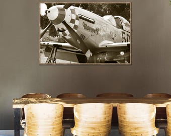 Póster enmarcado de avión Mustang, impresión de imagen de aviación P51 Mustang, juego de decoración de pared con temática militar, arte de avión de AirBrothers