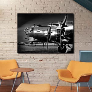 Wall Art Featuring the B-17 Flying Fortress Aircraft - WW2 Aviation Canvas Print in Single Piece with B-17 Airplane Engi by AirBrothers