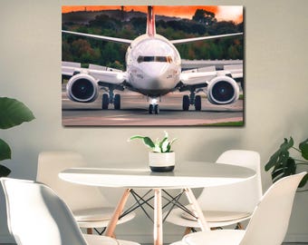 1-teiliges Boeling-737 Flugzeug Wand-Kunstdruck | Luftfahrt Bild Auf Leinwand | Flugzeug Dekoration von AirBrothers