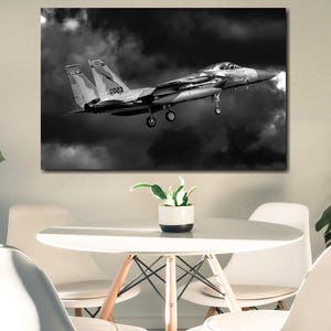 Impresión artística en lienzo de avión F15, póster con imagen de la Fuerza Aérea F-15 para sala de estar, arte con temática de aviación de AirBrothers