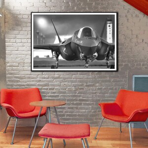 F-35 Lightning Framed Poster | Airplane Black Framed Picture | Aircraft Decoration | Aviation Military Decor Print by AirBrothers