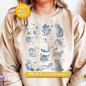 Vintage 90s Cat Sweatshirt Vintage Sweatshirt Oversize Sweatshirt Vintage Graphic Tee Vintage Retro Boho Sweatshirt Cat Lovers Gift Cat Mom
