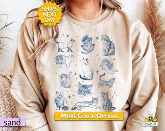 Vintage 90s Cat Sweatshirt Vintage Sweatshirt Oversize Sweatshirt Vintage Graphic Tee Vintage Retro Boho Sweatshirt Cat Lovers Gift Cat Mom
