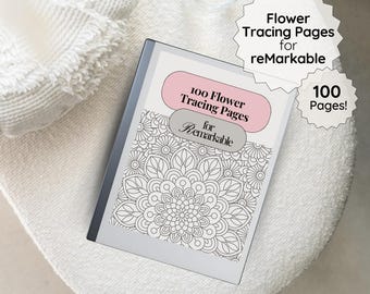 100 Flower Tracing Pages for reMarkable Tablet, Compatible with reMarkable 2 and Paper Pro, Digital Tracing Templates Notebook, Tracing Book
