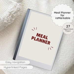 Meal Planner Templates for reMarkable Paper Pro, PDF Hyperlinked Notebook Journal for reMarkable 2, Digital Dated E-ink Tablet Food Planner