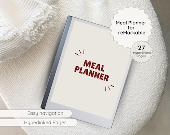 Meal Planner Templates for reMarkable Paper Pro, PDF Hyperlinked Notebook Journal for reMarkable 2, Digital Dated E-ink Tablet Food Planner