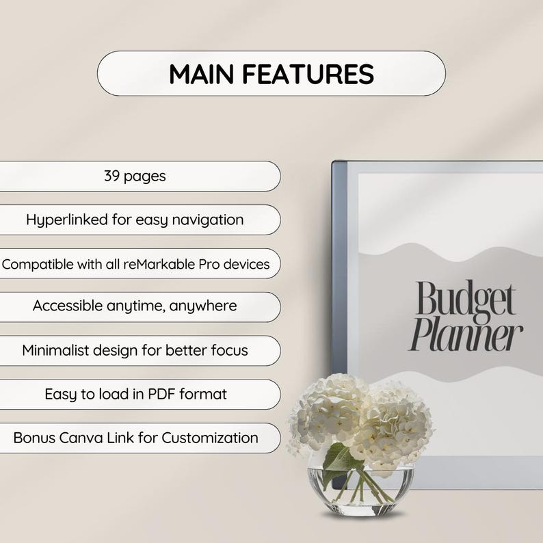 Planner di budget per reMarkable, modelli per reMarkable 2, planner digitale, quaderno per reMarkable 2, compatibile con reMarkable Paper Pro immagine 5