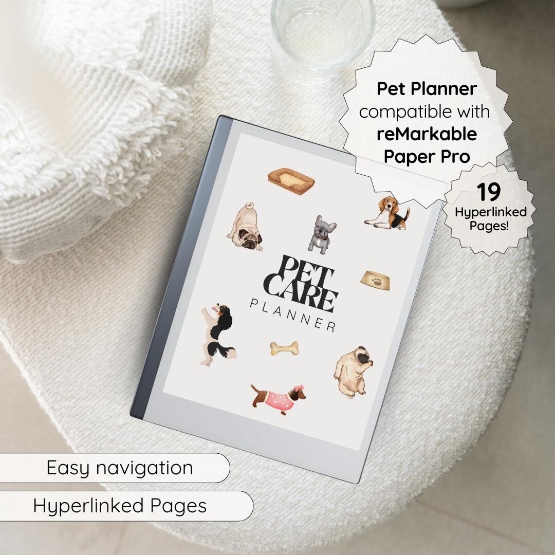 Pet Planner for Remarkable, Templates for Remarkable 2, Digital Planner