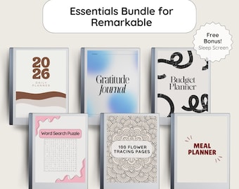 Paket för reMarkable Paper Pro, hyperlänkade mallar för reMarkable 2, digital anteckningsbok och journal, länkad planerare, spårningssidor