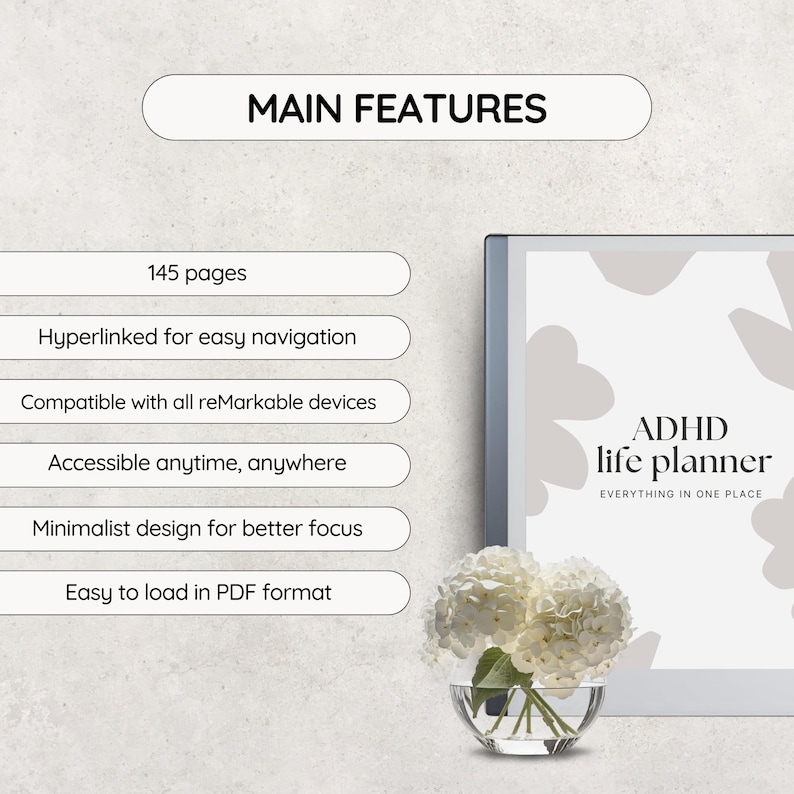 ADHD Planner for reMarkable, Templates for reMarkable 2, Digital Planner, Notebook for reMarkable 2, Compatible with reMarkable Paper Pro image 2