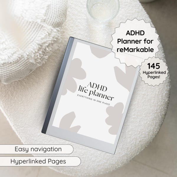 ADHD Planner for reMarkable, Templates for reMarkable 2, Digital Planner, Notebook for reMarkable 2, Compatible with reMarkable Paper Pro