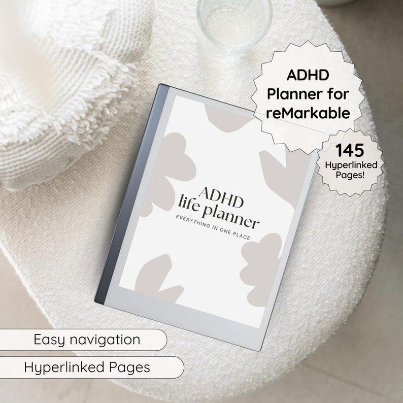 ADHD Planner for reMarkable, Templates for reMarkable 2, Digital Planner, Notebook for reMarkable 2, Compatible with reMarkable Paper Pro image 1
