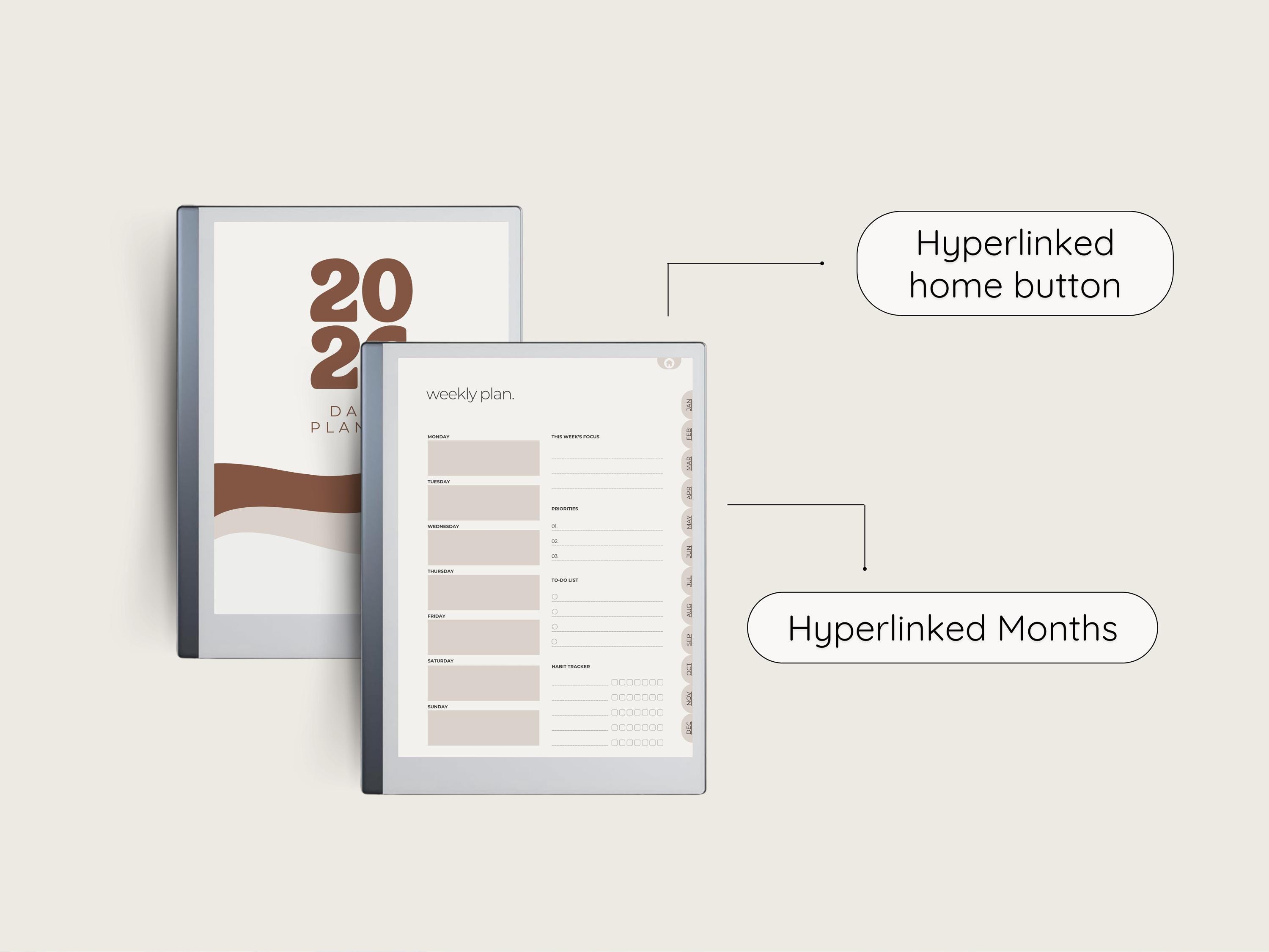 2026 Planner Templates for Remarkable Paper Pro, PDF Hyperlinked ...