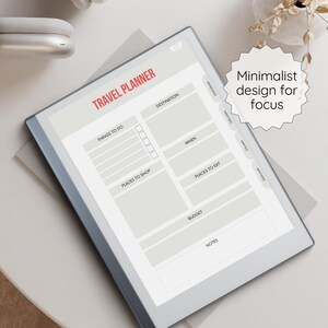 Planejador de viagens para reMarkable, Modelos para reMarkable 2, Planejador digital, Caderno para reMarkable 2, Compatível com reMarkable Paper Pro imagem 3